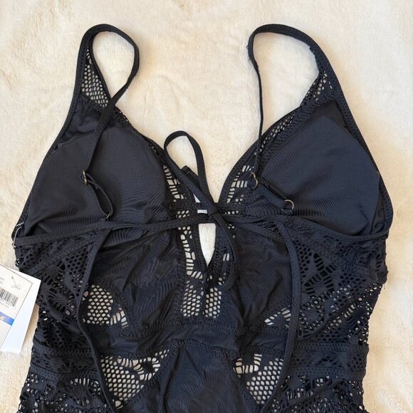 Women's XL NWT Becca by Rebecca Virtue Crochet Plunge One-Piece Swimsuit - Picture 7 of 11
